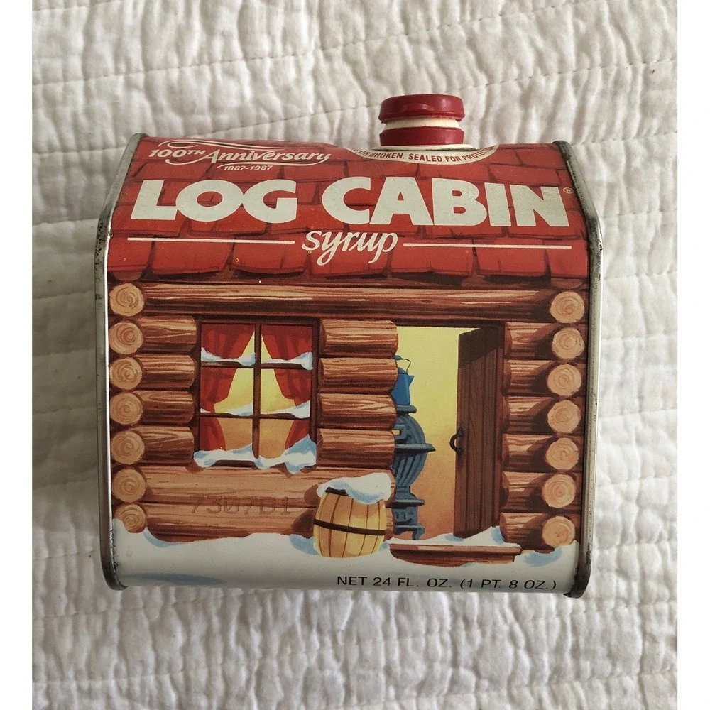 Vintage Log Cabin Syrup Tin Can 100th Anniversary 1887-1987 General Foods